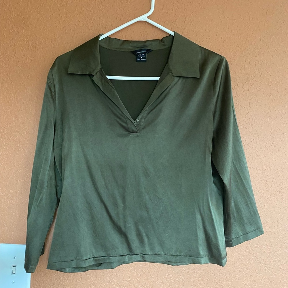Moda International 3 Quarter Length Silk Blouse Medium